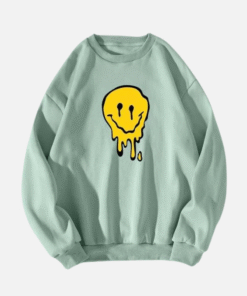Cartoon Face Print Thermal Lined Sweatshirt
