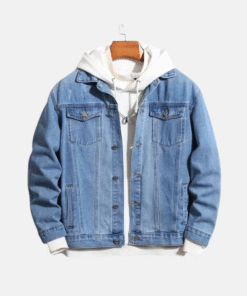 Men Flap Pocket Denim Jacket Without Hoodie