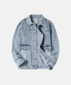 Men's Light Wash Letter Patch Jean Jacket Xs